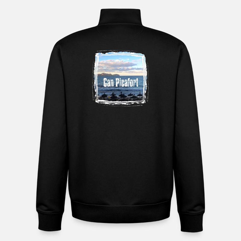 Can Picafort Beach Imprimer - Sweat zippé unisexe en coton bio Stanley/Stella - noir