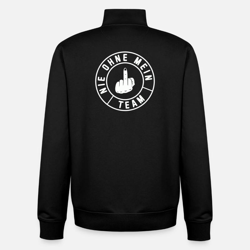 Mein Team Mittelfinger Emblem - Unisex Organic Zip Sweatshirt von Stanley/Stella - Schwarz