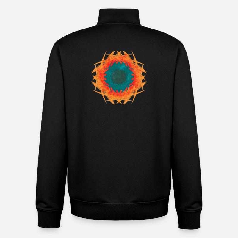 Kaléidoscope Mandala de Feu - Sweat zippé unisexe en coton bio Stanley/Stella - noir