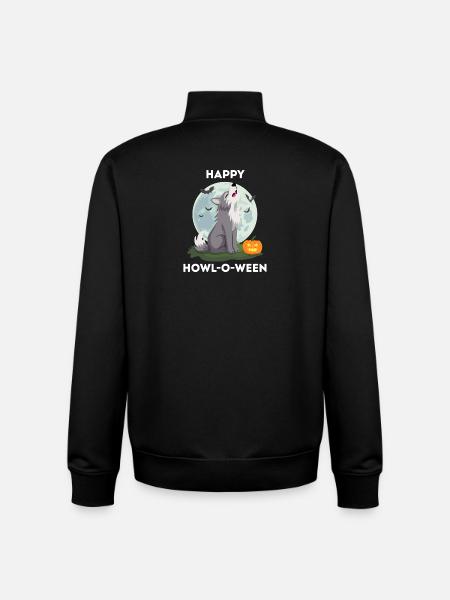 Funny Halloween – Howl-o-ween Wolf - Unisex Organic Zip Sweatshirt by Stanley/Stella - black