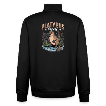 Funny aesthetic Kawaii Platypus - Unisex Organic Zip Sweatshirt by Stanley/Stella - black - Back - AI Model Male 185 light (185cm)