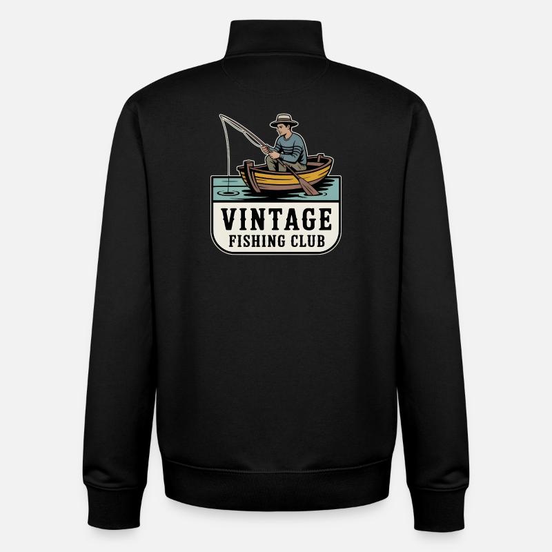 Retro Angler Motif - Unisex Organic Zip Sweatshirt by Stanley/Stella - black