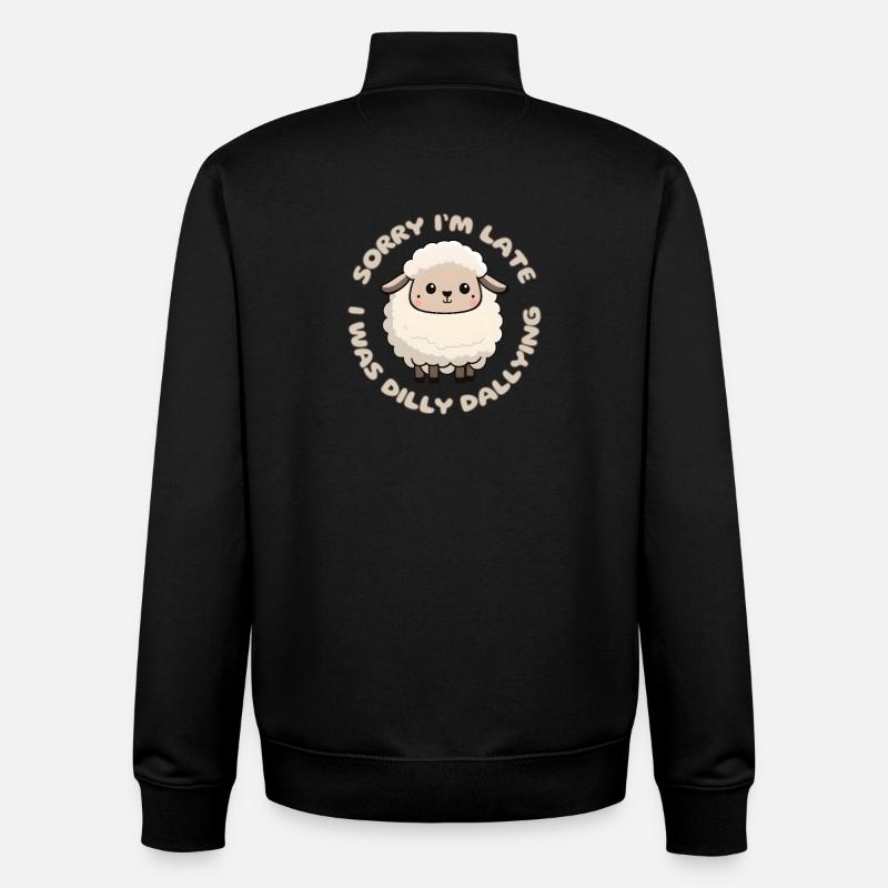 Tut mir leid, dass ich zu spät komme, ich war Dilly Dally Cute Lamb - Unisex Organic Zip Sweatshirt von Stanley/Stella - Schwarz