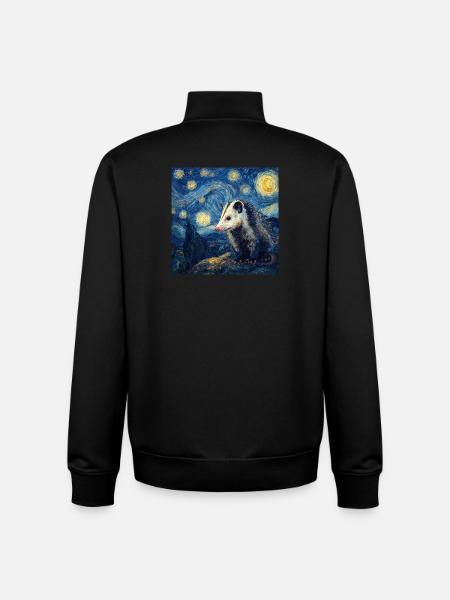 Opossum Van Gogh Starry Night - Unisex Organic Zip Sweatshirt by Stanley/Stella - black