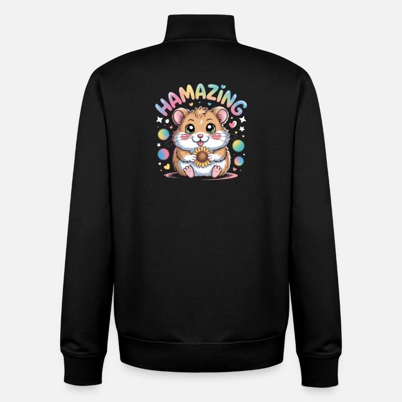 Hamazing Kawaii Hamster Seed Hearts - Sweat zippé unisexe en coton bio Stanley/Stella - noir