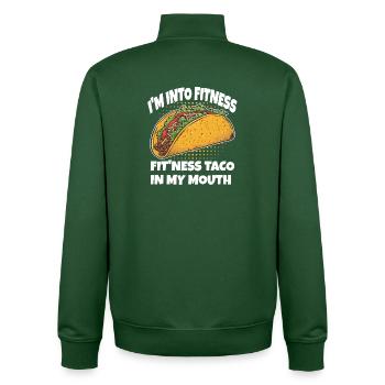 Taco Fitness in My Mouth - Unisex Organic Zip Sweatshirt by Stanley/Stella - bottle green - Back - AI Model Male 185 dark (185cm)
