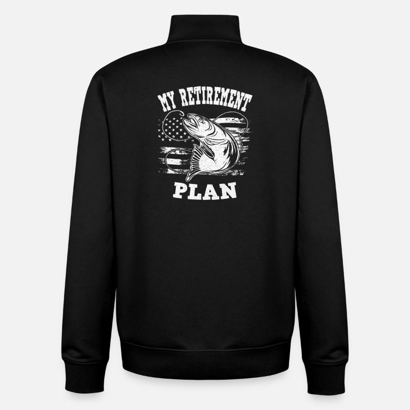 Retirement Plan with Fish - Unisex Organic Zip Sweatshirt by Stanley/Stella - black