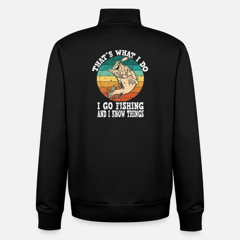 Motif mème de poisson rétro - Sweat zippé unisexe en coton bio Stanley/Stella - noir