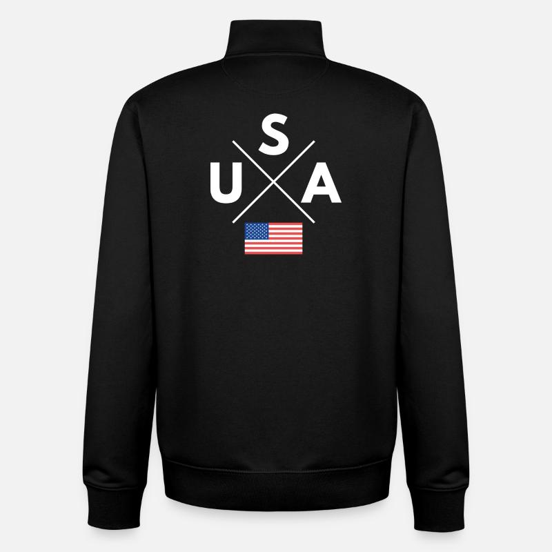 Logo de la croix des États-Unis - Sweat zippé unisexe en coton bio Stanley/Stella - noir