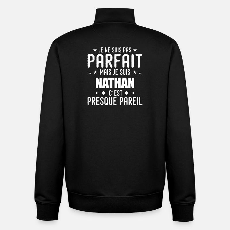 Nathan: authentic, imperfect, top, perfection - Unisex Organic Zip Sweatshirt by Stanley/Stella - black