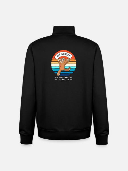 Gingerbread Christmas Gingerbread Man Gingerbread - Unisex Organic Zip Sweatshirt by Stanley/Stella - black