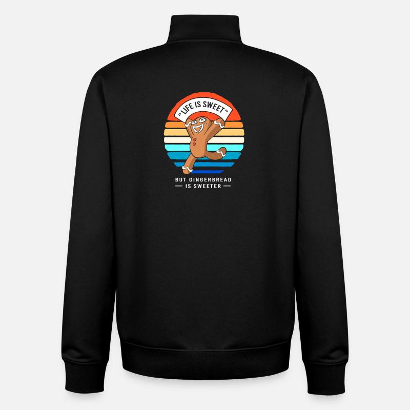 Gingerbread Christmas Gingerbread Man Gingerbread - Unisex Organic Zip Sweatshirt by Stanley/Stella - black