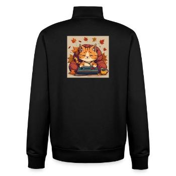 Gaming Cat - Unisex Organic Zip Sweatshirt von Stanley/Stella - Schwarz - Hinten - AI Model Male 185 light (185cm)