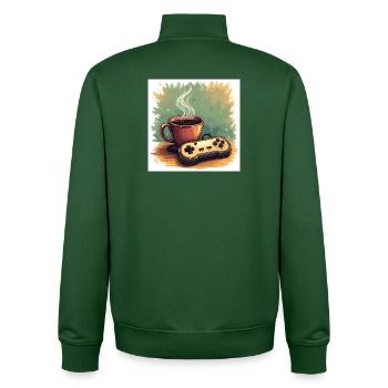 Caffeine & Campaigns - Unisex Organic Zip Sweatshirt by Stanley/Stella - bottle green - Back - AI Model Male 185 dark (185cm)