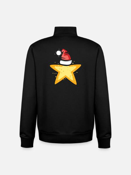 Poinsettia with Santa Hat Illustration - Unisex Organic Zip Sweatshirt by Stanley/Stella - black