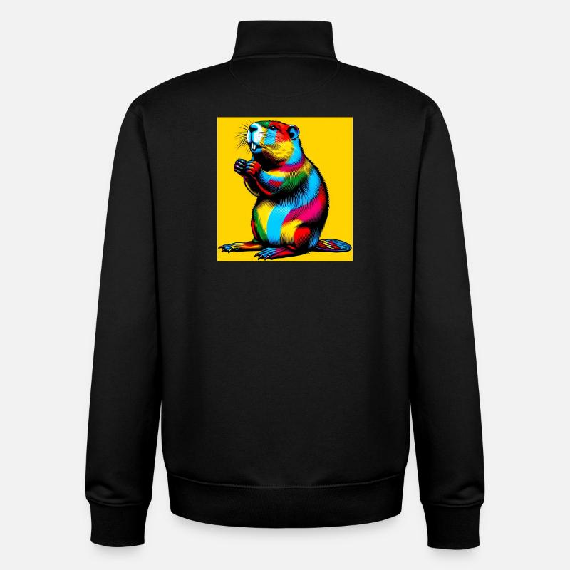 castor - Sweat zippé unisexe en coton bio Stanley/Stella - noir