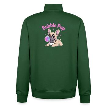 Bubble Pup Bouledogue Français avec bulle de savon - Sweat zippé unisexe en coton bio Stanley/Stella - vert bouteille - Dos - AI Model Male 185 dark (185cm)