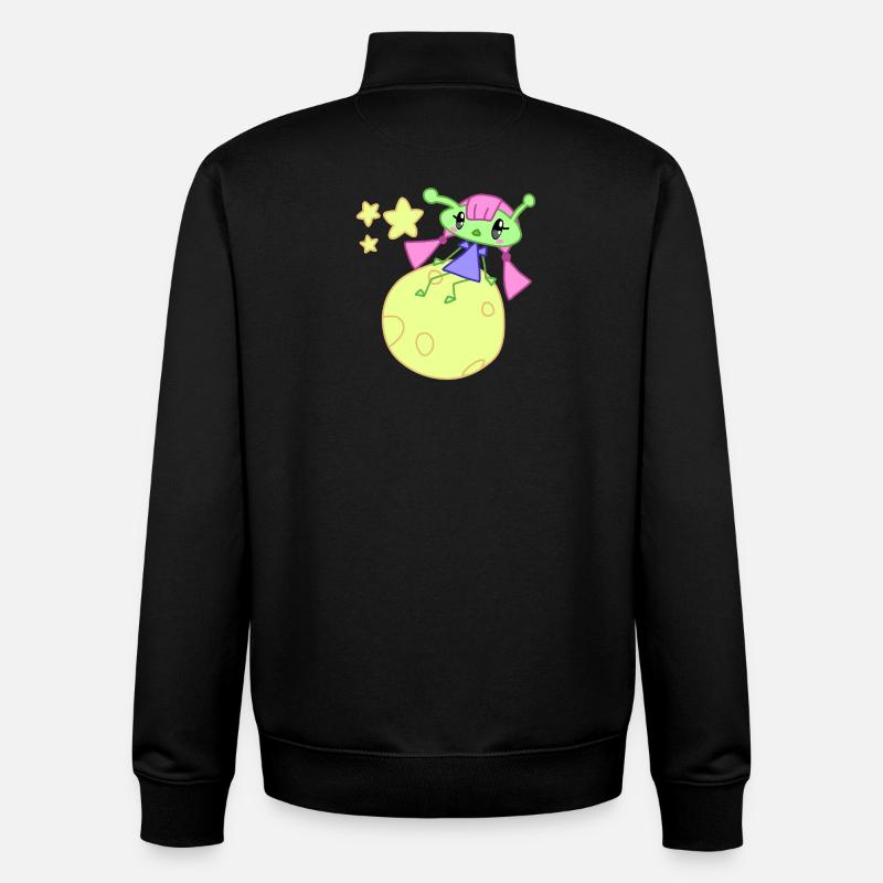 Alien auf Mond mit Sternen - Unisex Organic Zip Sweatshirt von Stanley/Stella - Schwarz