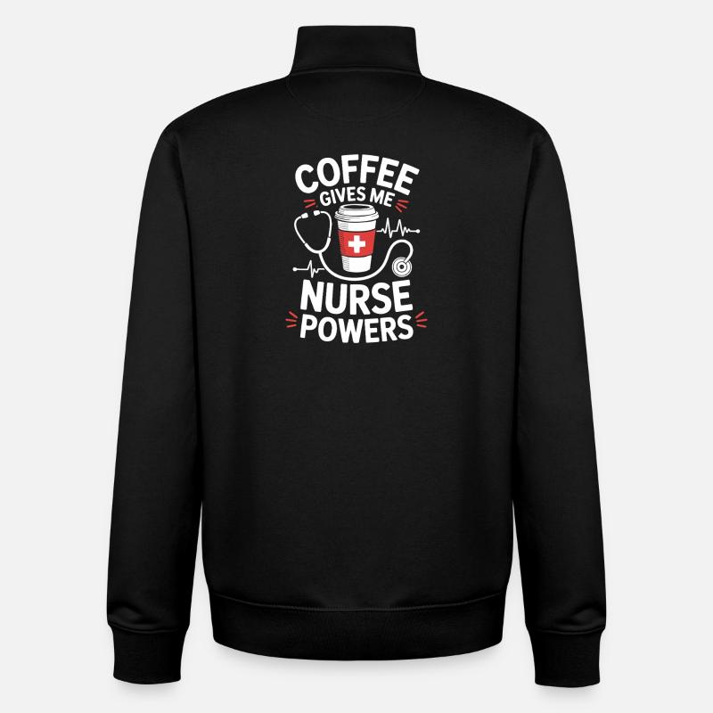 Coffee Gives Me Nurse Powers - Unisex Organic Zip Sweatshirt von Stanley/Stella - Schwarz