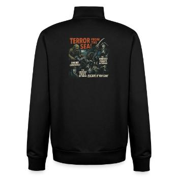 Terror from the Sea Horror Movie Poster Halloween - Unisex Organic Zip Sweatshirt by Stanley/Stella - black - Back - AI Model Male 185 light (185cm)