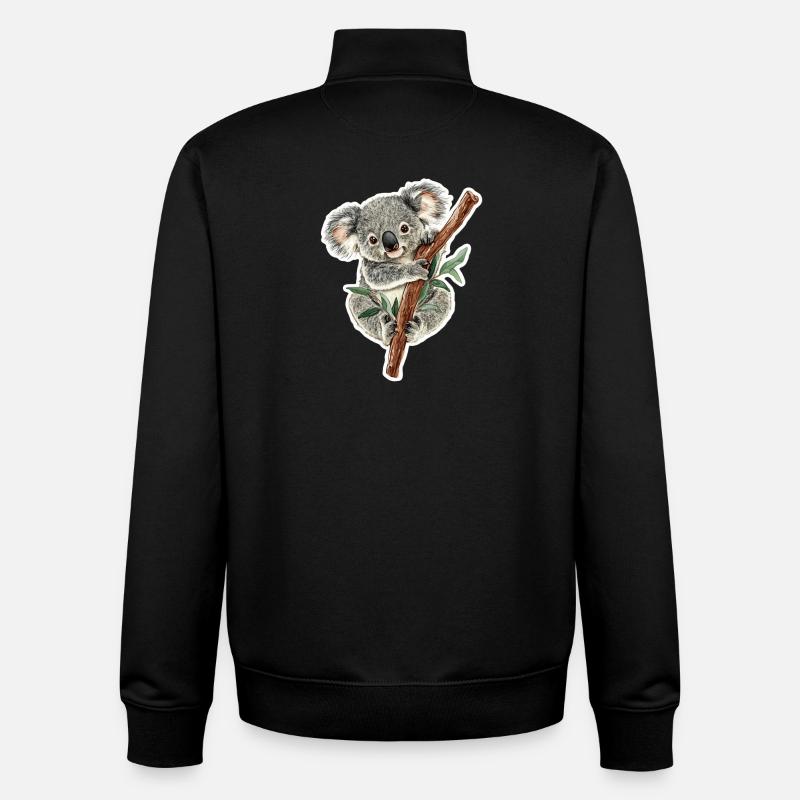 Koala - Sweat zippé unisexe en coton bio Stanley/Stella - noir