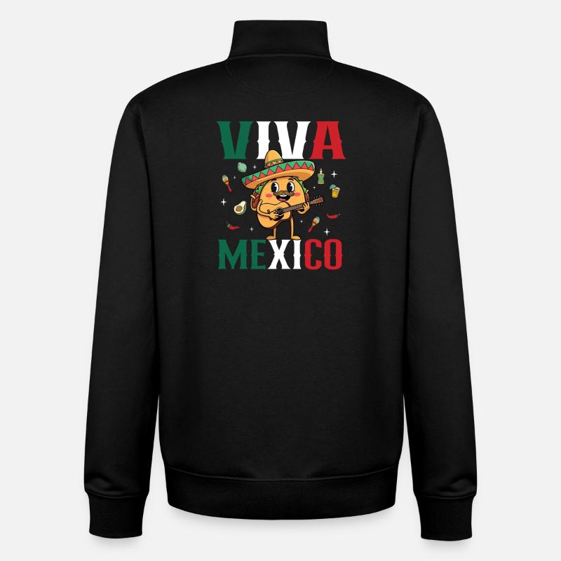 Viva Mexico Taco Party Vibes - Sweat zippé unisexe en coton bio Stanley/Stella - noir