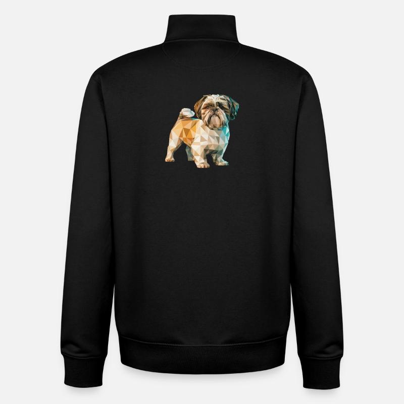Shih Tzu - Cool Low Poly Logo - Unisex Organic Zip Sweatshirt by Stanley/Stella - black