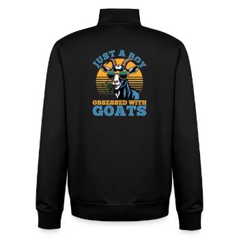 Funny Farm Animal Goat - Unisex Organic Zip Sweatshirt by Stanley/Stella - black - Back - AI Model Male 185 light (185cm)
