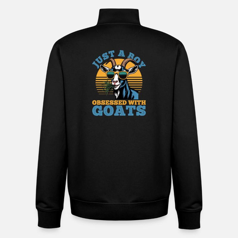 Drôle d’animal de la ferme chèvre - Sweat zippé unisexe en coton bio Stanley/Stella - noir