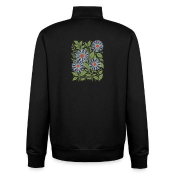 Daisies in Sky Blue Floral - Unisex Organic Zip Sweatshirt by Stanley/Stella - black - Back - AI Model Male 185 light (185cm)