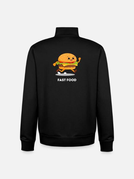 Running Burger – Fast Food Pun Design - Unisex Organic Zip Sweatshirt by Stanley/Stella - black