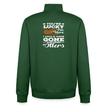 Seeotter Pun Otter Liebhaber - Unisex Organic Zip Sweatshirt von Stanley/Stella - Flaschengrün - Hinten - AI Model Male 185 dark (185cm)