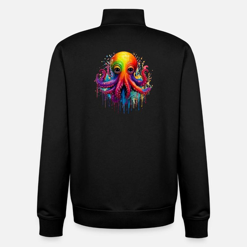 Éclaboussure de pieuvre colorée - Sweat zippé unisexe en coton bio Stanley/Stella - noir