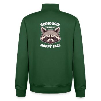 Raccoon this is my happy face funny - Unisex Organic Zip Sweatshirt by Stanley/Stella - bottle green - Back - AI Model Male 185 dark (185cm)