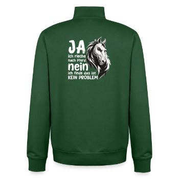 Cheval Dire avec Tête de Cheval Déclaration Hobby - Sweat zippé unisexe en coton bio Stanley/Stella - vert bouteille - Dos - AI Model Male 185 dark (185cm)