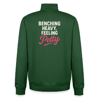 Funny Bench Press Meme Spot Me Bro Powerlifting - Unisex Organic Zip Sweatshirt by Stanley/Stella - bottle green - Back - AI Model Male 185 dark (185cm)