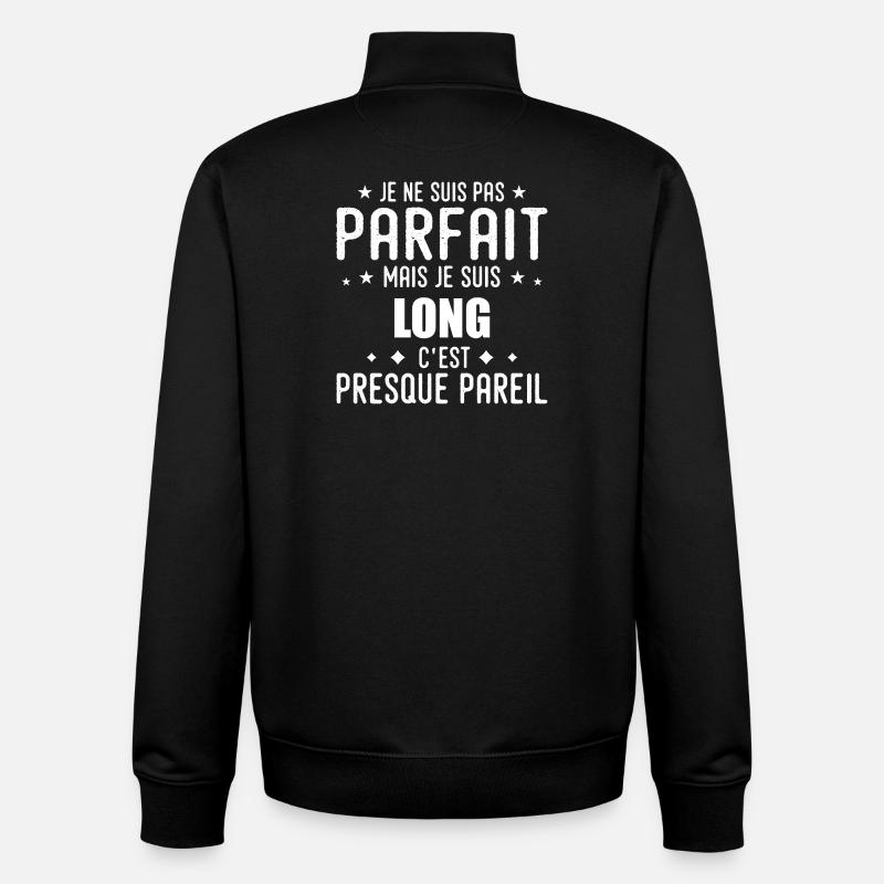 Long: authentic, imperfect, top, perfection - Unisex Organic Zip Sweatshirt by Stanley/Stella - black