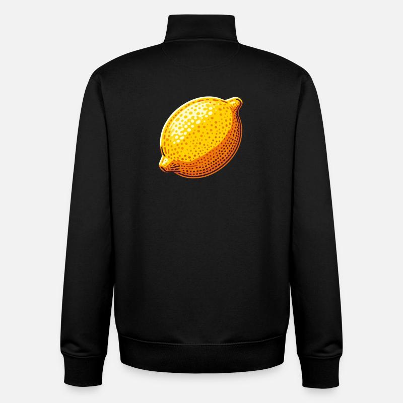 Leuchtend gelbe Pop-Art-Zitrone - Unisex Organic Zip Sweatshirt von Stanley/Stella - Schwarz