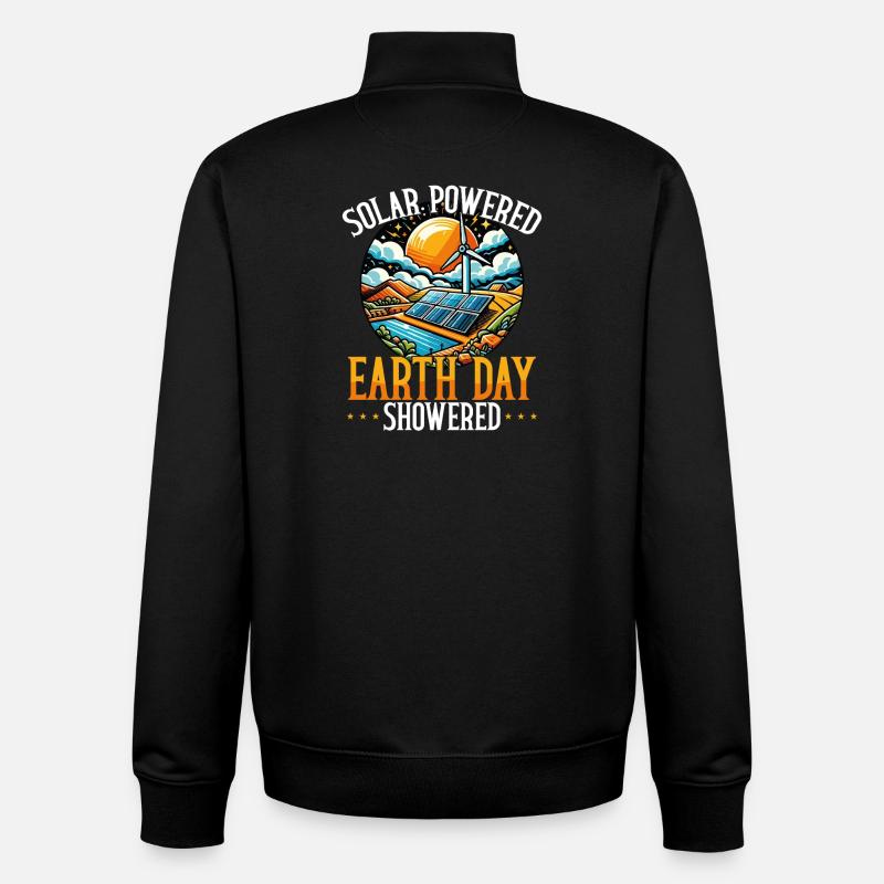Solar Powered Earth Day Showered - Unisex Organic Zip Sweatshirt by Stanley/Stella - black