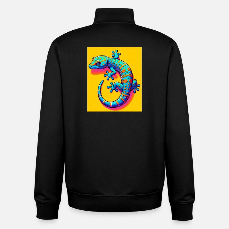 Gecko - Sweat zippé unisexe en coton bio Stanley/Stella - noir