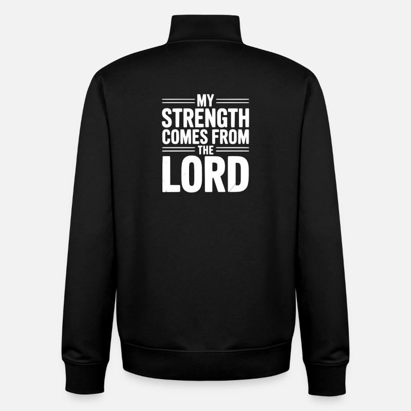 Meine Kraft vom Herrn - Unisex Organic Zip Sweatshirt von Stanley/Stella - Schwarz