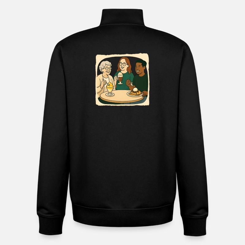 Oma Karin - im Eis Cafe - Unisex Organic Zip Sweatshirt by Stanley/Stella - black