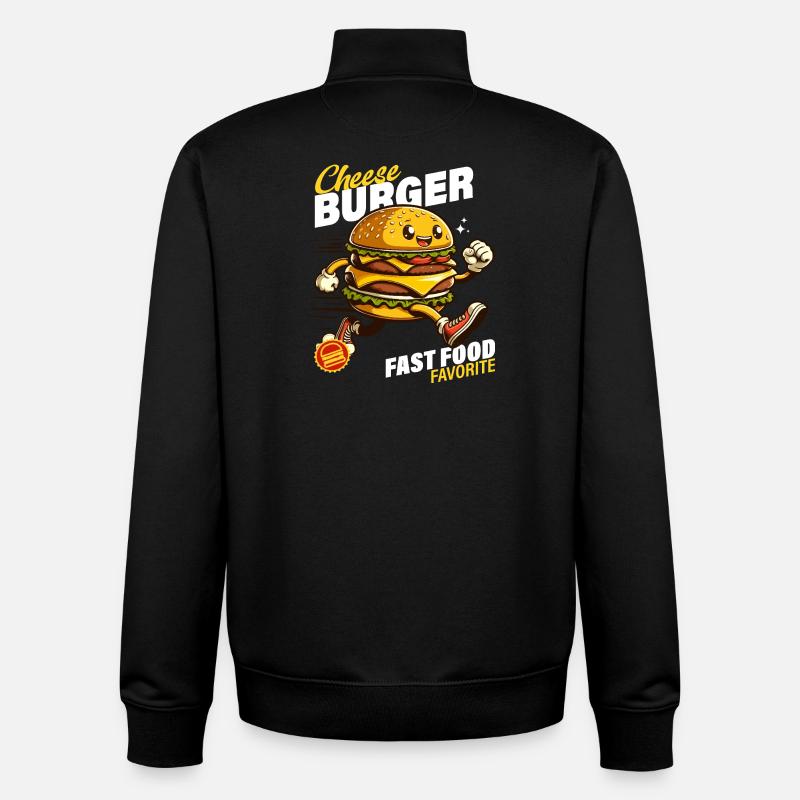 Burger Fromage en Sprint Animé - Sweat zippé unisexe en coton bio Stanley/Stella - noir