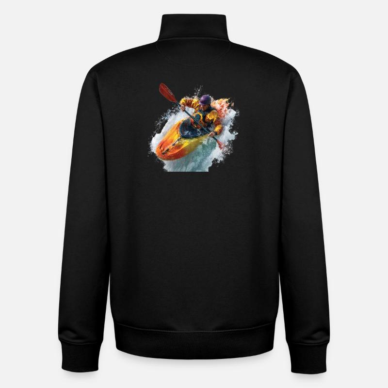 Aventure en kayak d’eau vive - Sweat zippé unisexe en coton bio Stanley/Stella - noir