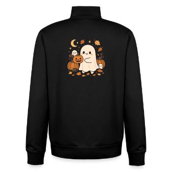 Fantôme d’Halloween avec des citrouilles - Sweat zippé unisexe en coton bio Stanley/Stella - noir - Dos - AI Model Male 185 light (185cm)