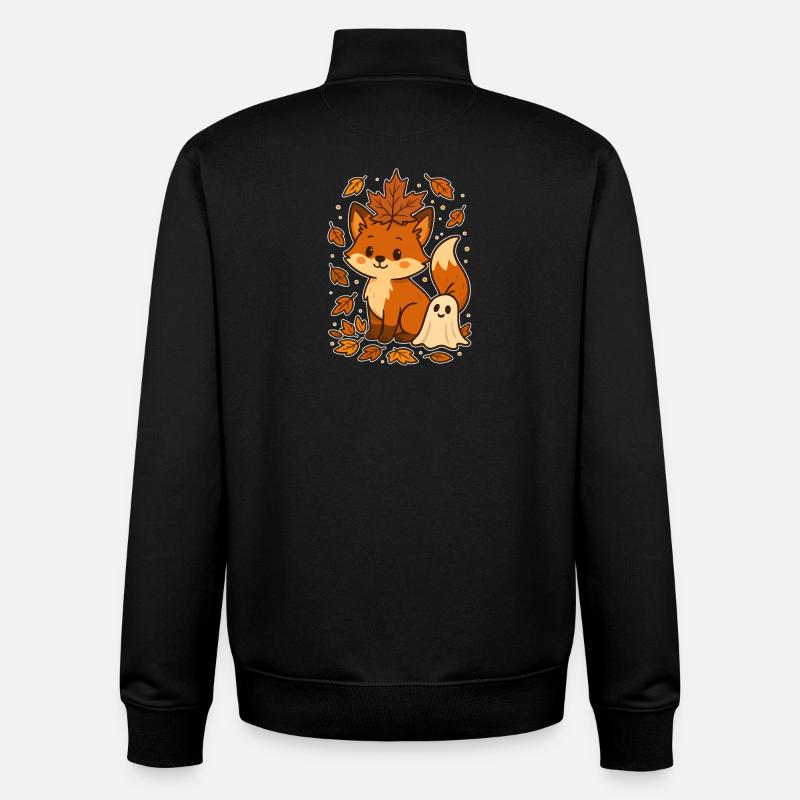 Herbstlicher Fuchs mit Blättern - Unisex Organic Zip Sweatshirt von Stanley/Stella - Schwarz