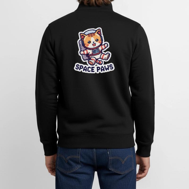 Space Paws – Chat pixel dans l’espace Sweat zippé unisexe en coton bio Stanley/Stella