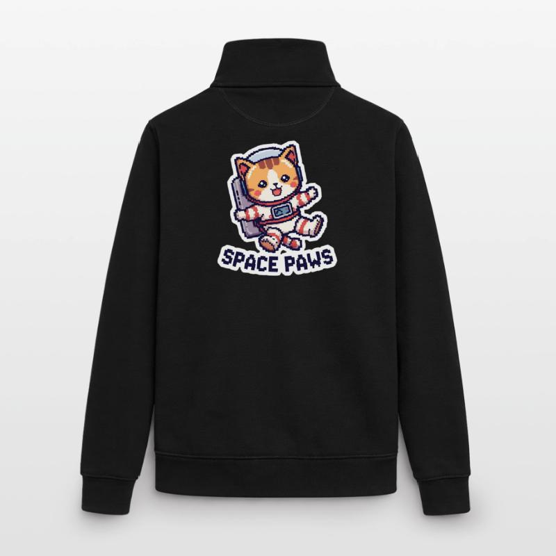 Space Paws – Chat pixel dans l’espace Sweat zippé unisexe en coton bio Stanley/Stella