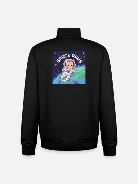 Space Paws – Pixel Cat Astronaut - Unisex Organic Zip Sweatshirt by Stanley/Stella - black