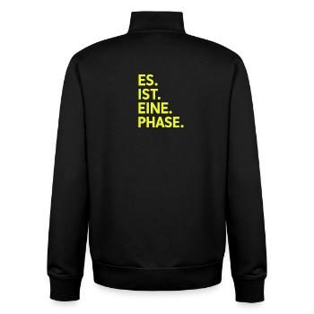 Es. Ist. Eine. Phase. Neongelb  - Unisex Organic Zip Sweatshirt von Stanley/Stella - Schwarz - Hinten - AI Model Male 185 light (185cm)